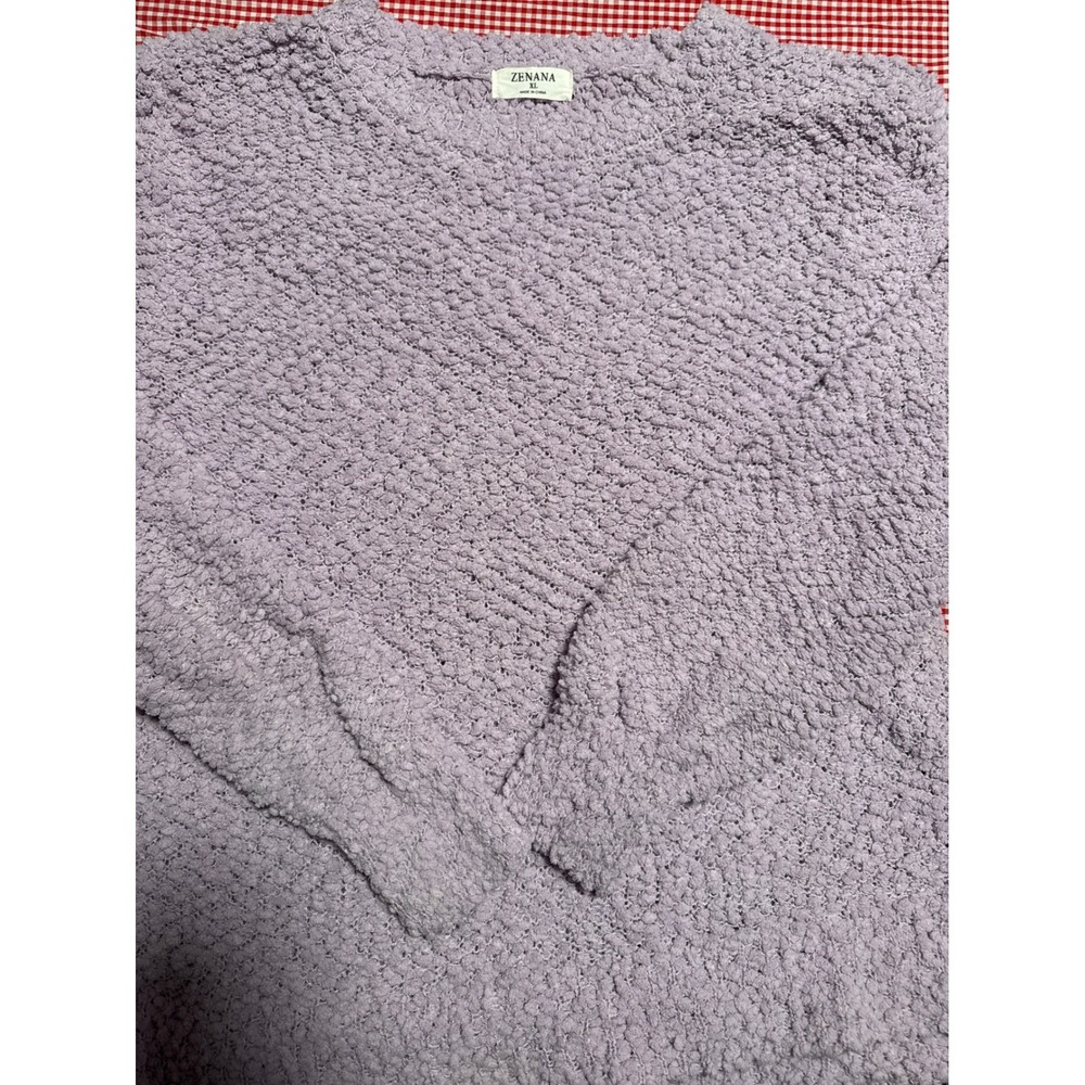 Zenana Women's Lavender Popcorn Knit Sweater Pullover Long Sleeve Size XL